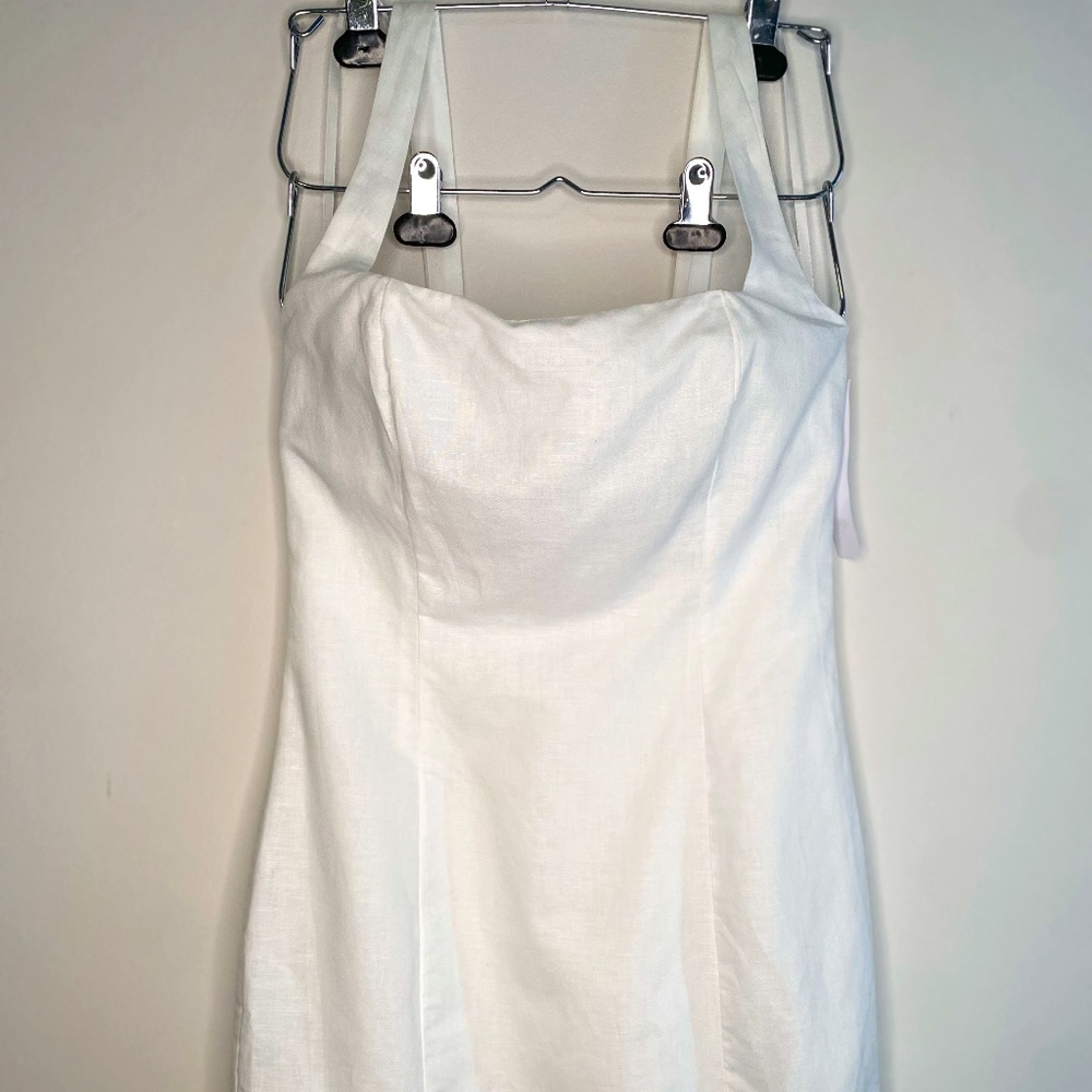 NWT AQUA Bloomingdale’s White Linen Square Neck Dress - Picture 2 of 7